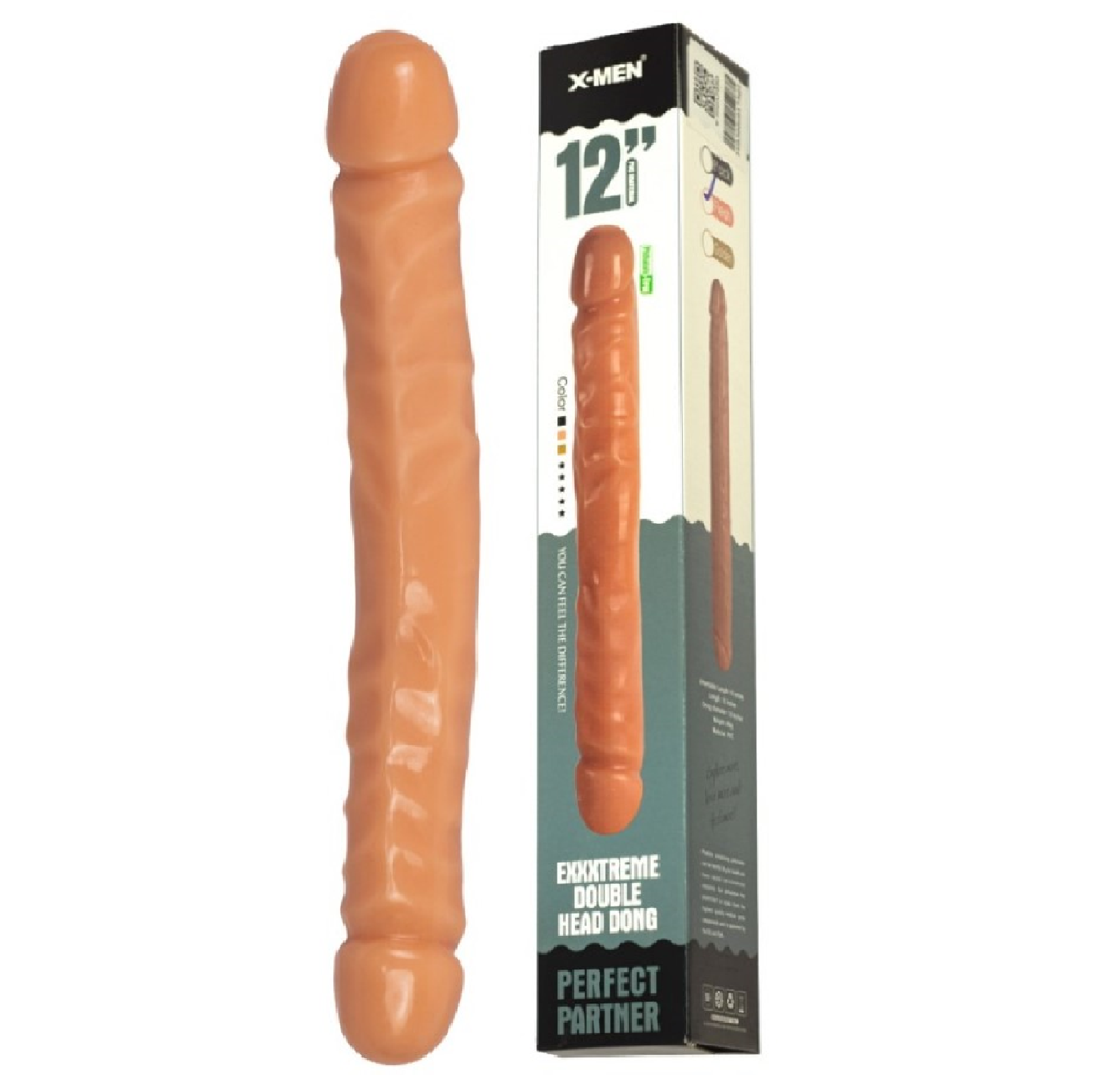 X-MEN dupli dildo boje kože od PVC-a — 41,3 cm, prečnik 4,7 cm — XMEN2890
